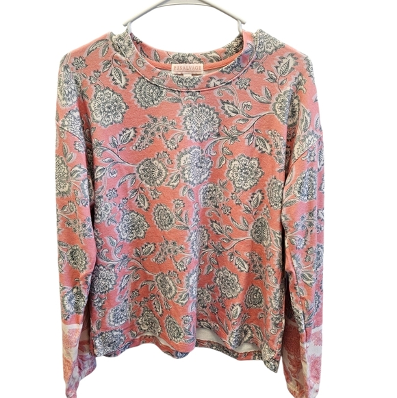 PJ Salvage Paisley Coral Pajama Top NEW Womens Small - Picture 2 of 6